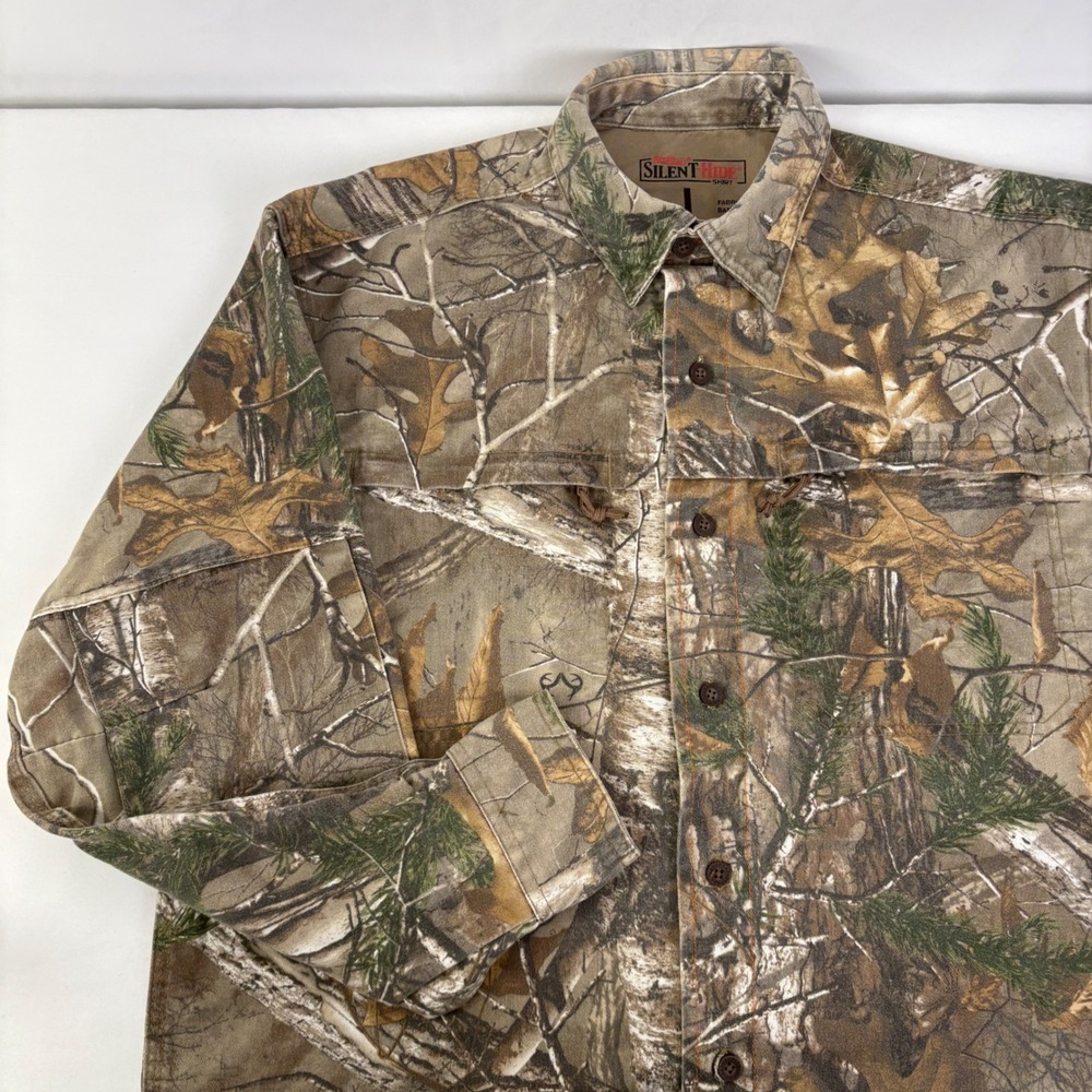RedHead Silent Hide Realtree Camo Long Sleeve Button Up Hunting Shirt Mens Large